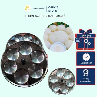 Khuôn Bánh Bò Nhôm - Bánh Rán 6 Lỗ - Có Nút Cầm Tiện Lợi - Loại Dày Cao Cấp MTA-MART