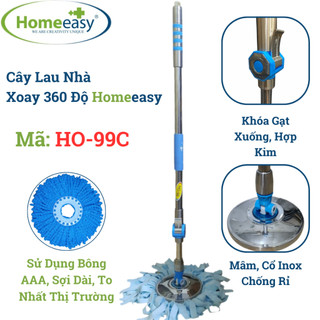 Cây lau nhà xoay 360 độ homeeasy ho-99c - thân inox chống rỉ