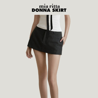 Chân váy chữ A Donna Skirt Mia Ritta V1082 - Chân váy A kèm quần kẻ sọc xám - Chân váy ngắn cạp trễ
