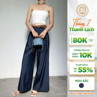 Quần Jean Denim Ống Rộng Cây Leo Design Dáng Basic Suông Dễ Mặc - Min656