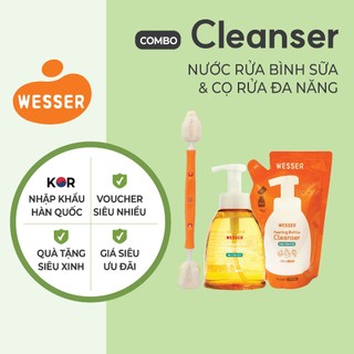Bộ Nước rửa bình sữa + Dụng cụ vệ sinh bình sữa đa năng Wesser (Nhập khẩu Hàn Quốc)