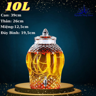 Bình Ngâm Rượu Thủy Tinh 8833 10 Lít ( DUNG TÍCH THỰC 9L )