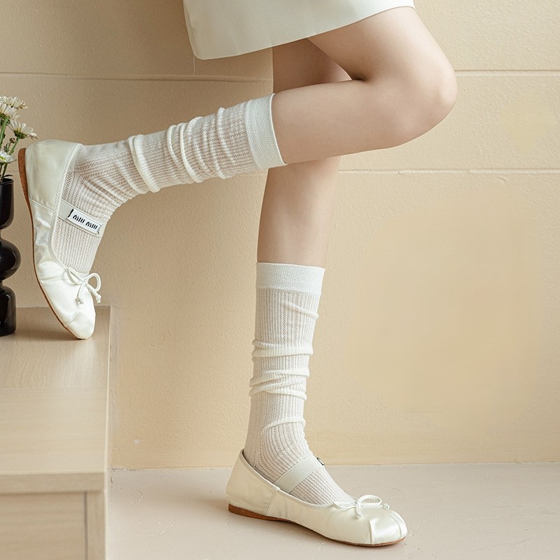 Tất vớ Jengiang lưới mỏng ống dài thấm hút mồ hôi phong cách nữ sinh Nhật Bản phù hợp mùa thu hè M300