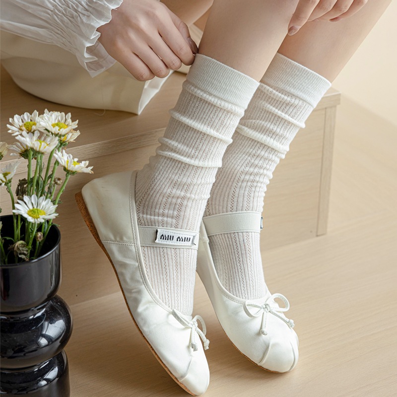Tất vớ Jengiang lưới mỏng ống dài thấm hút mồ hôi phong cách nữ sinh Nhật Bản phù hợp mùa thu hè M300 | BigBuy360 - bigbuy360.vn