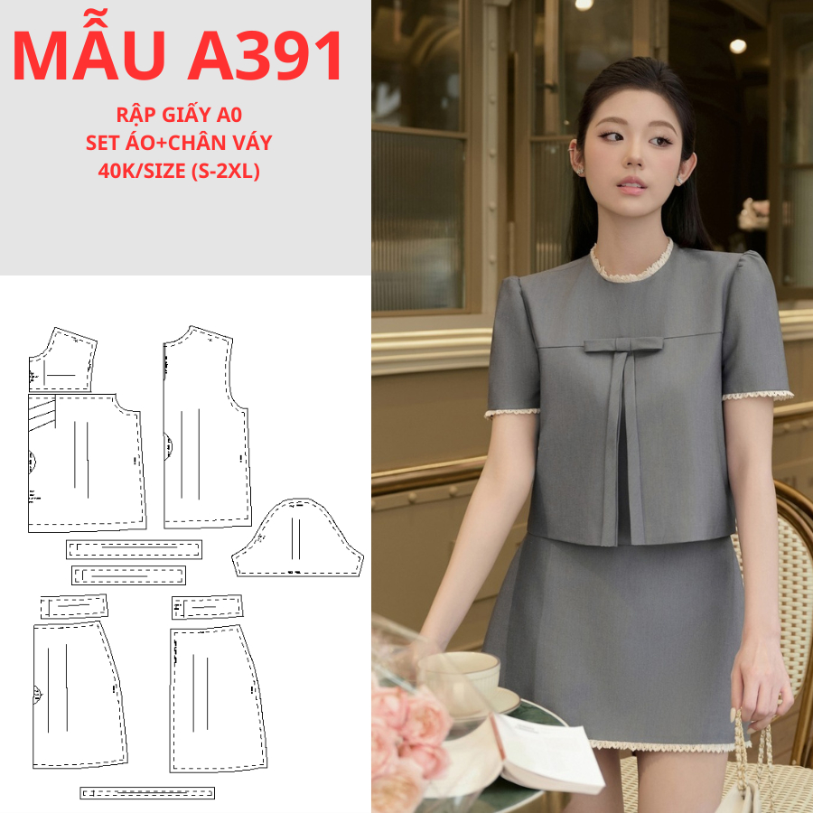 RẬP GIẤY A0 SET ÁO-CHÂN VÁY A391