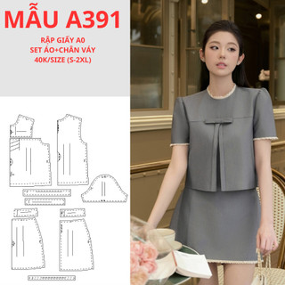Rập giấy a0 set áo-chân váy a391