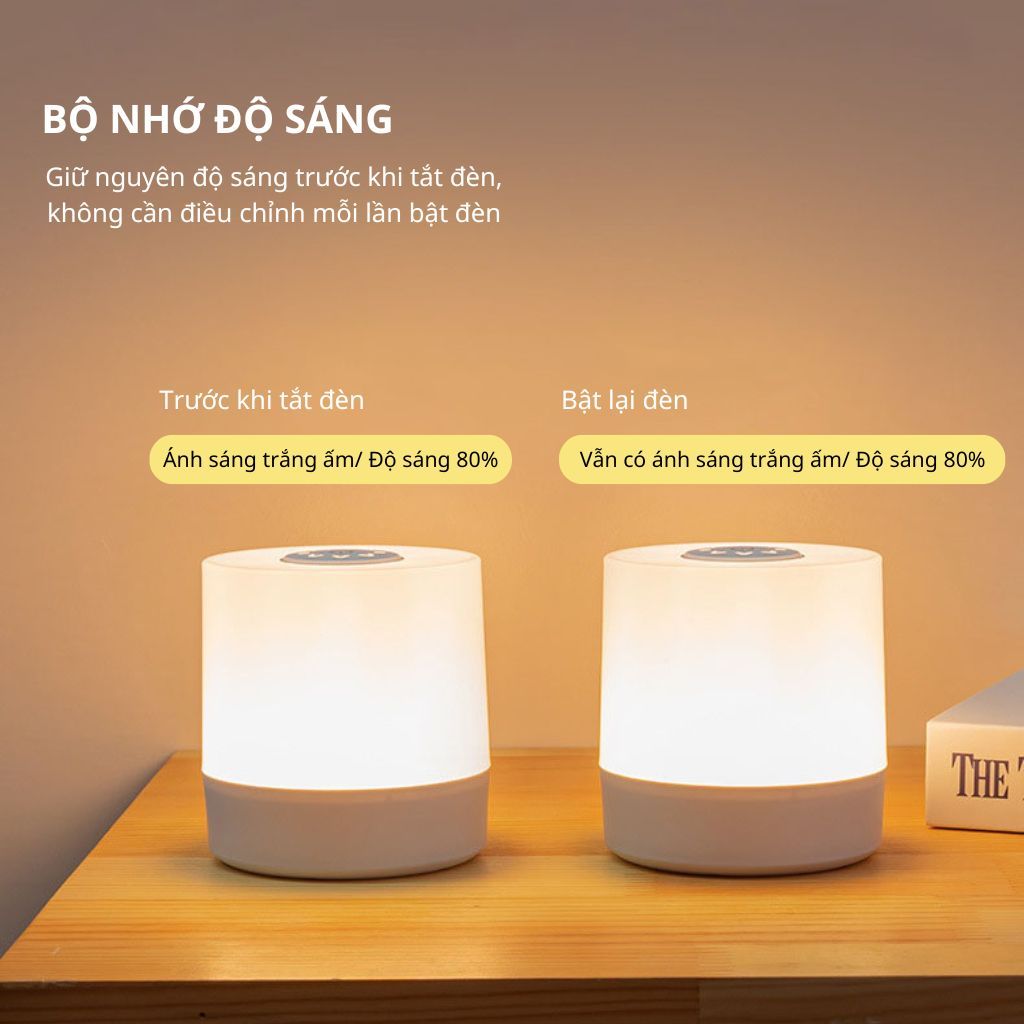 Đèn ngủ để bàn cảm ứng 3 màu ánh sáng, Đèn led trang trí phòng ngủ bàn làm việc mini | BigBuy360 - bigbuy360.vn