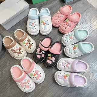 Dép crocs minecraft,đế độn êm chống trơn trượt tặng kèm stiker gấu bearbrick