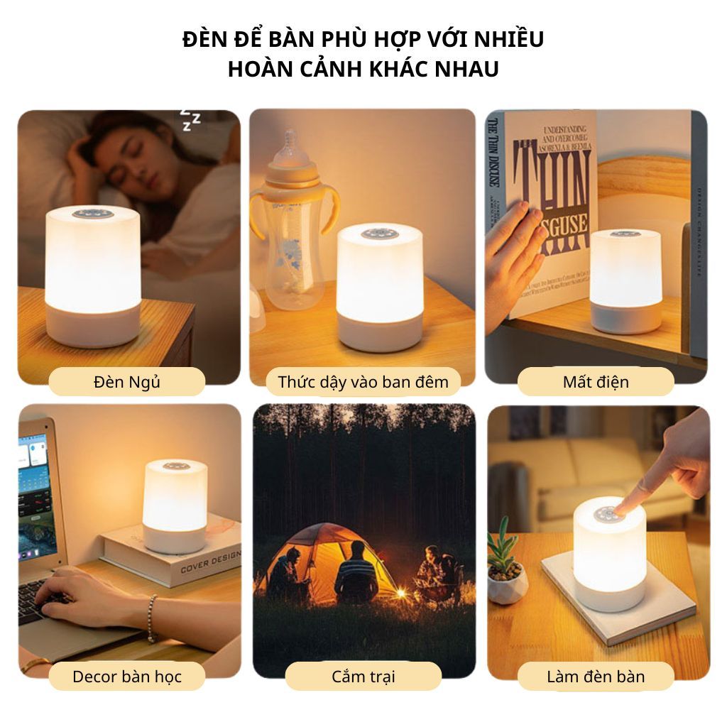 Đèn ngủ để bàn cảm ứng 3 màu ánh sáng, Đèn led trang trí phòng ngủ bàn làm việc mini | BigBuy360 - bigbuy360.vn