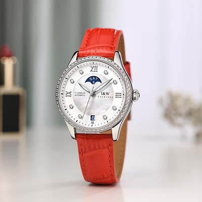 Đồng hồ nữ chính hãng I&W CARNIVAL 582L-D3 Kính sapphire ,chống xước,Chống nước 50m ,Bh 24 tháng,Máy cơ (Automatic)