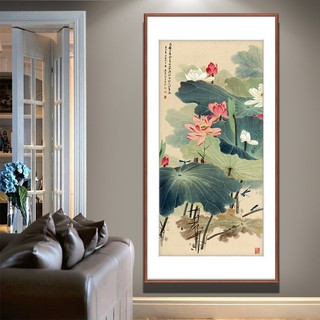 Tranh chim hạc hoa sen, tranh phong thủy treo phòng khách, tranh phòng thờ, tranh canvas treo tường by Printek