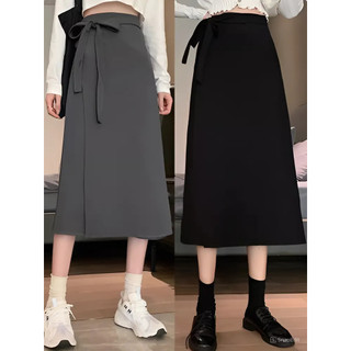 Chân Váy Chữ A Phối Dây Đáp Tà