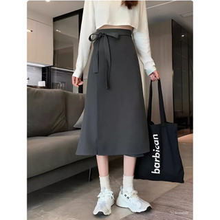 Chân Váy Chữ A Phối Dây Đáp Tà