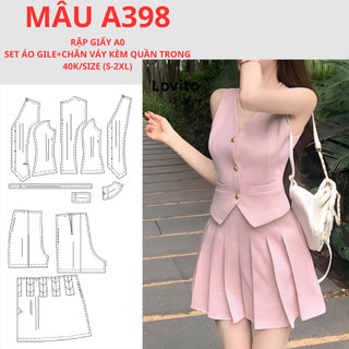 Rập giấy a0 set áo-chân váy, kèm quần bên trong a398