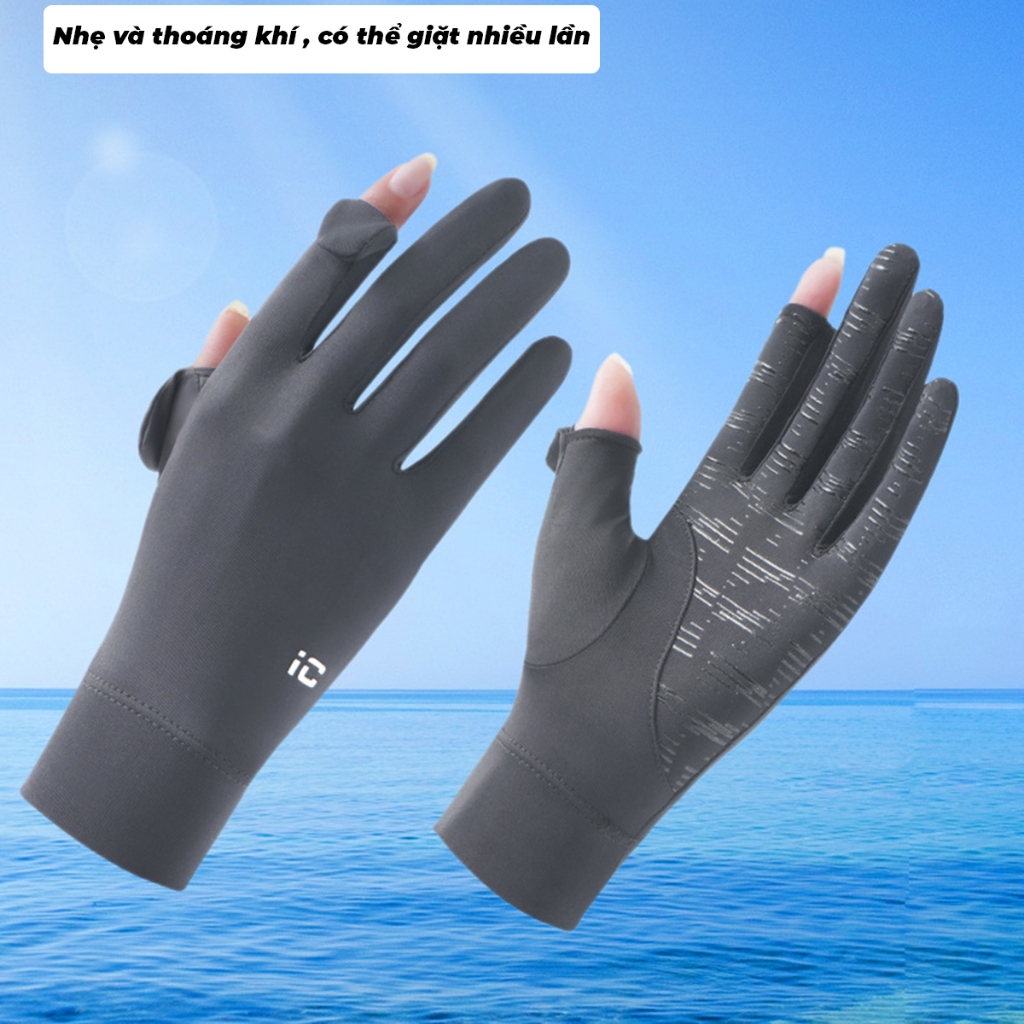 [UV] Bao Tay Xe Máy Chống Tia Đóng Hở Ngón Cảm Ứng Vải Băng Lụa ( Tất Tay Đa Năng Có Hạt Silicon Chống Trượt )