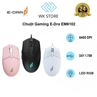 Chuột gaming edra em6102 rgb wired - bảo hành 24 tháng