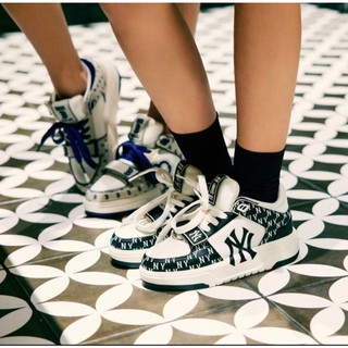 [ CHÍNH HÃNG ] Giày MLB Korea Chunky Liner Mid Classic Monogram New York Yankees Black