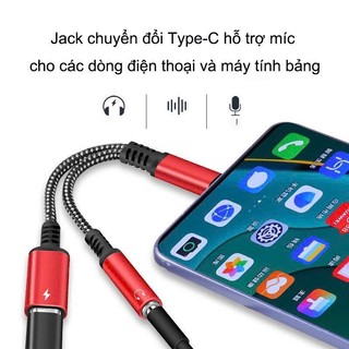 Jack chuyển Type C sang Audio 3.5mm + Type-C Có mic đàm thoại