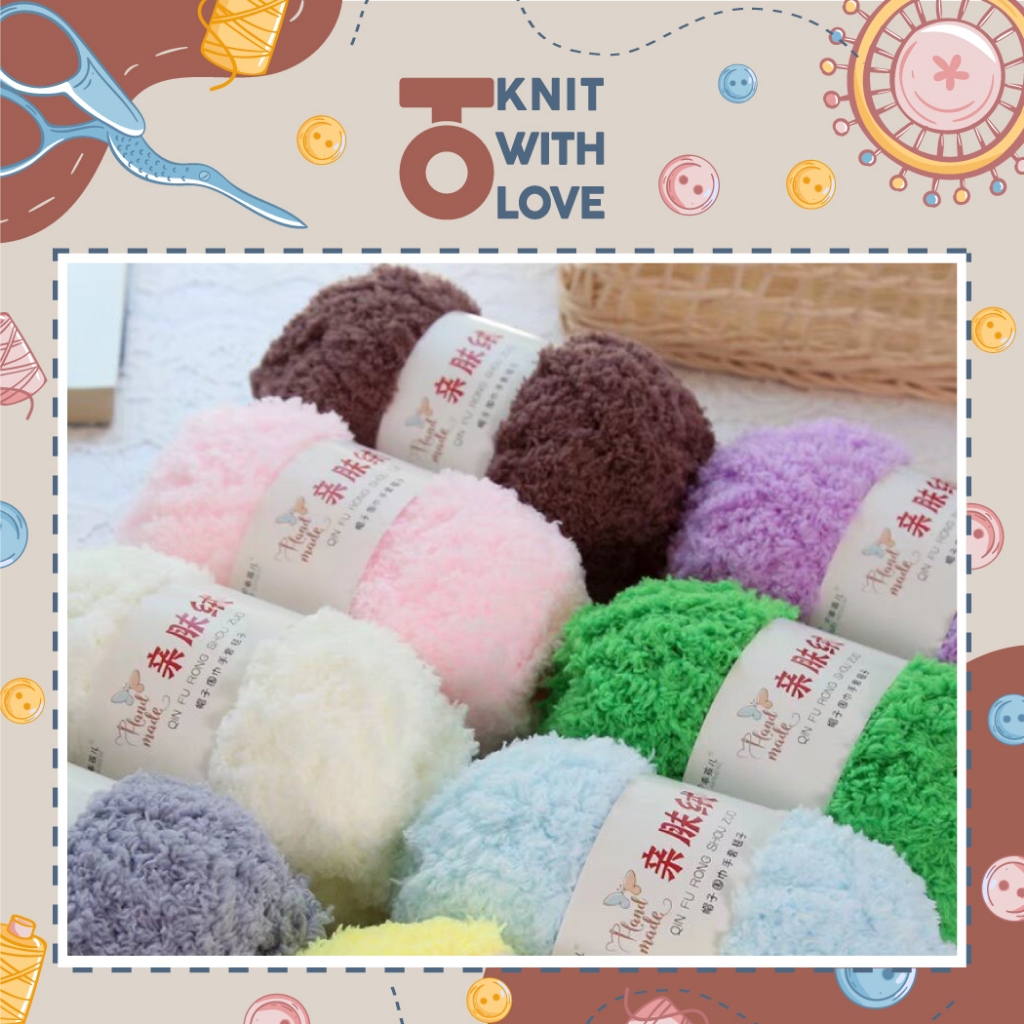 Cuộn 50g Len bông xù giá rẻ mềm mại, nhẹ và xốp, phù hợp đan móc đồ cần hiệu ứng đặc biệt như túi xách, thú bông, chăn