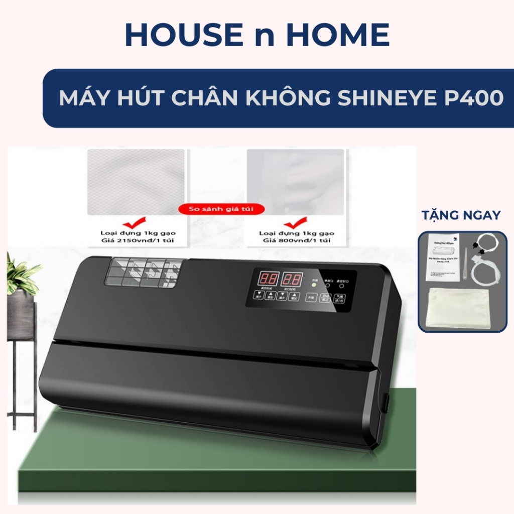 Máy hút chân không thực phẩm ShineYe P400 - KHÔNG KÉN TÚI - Hút tự động mọi loại túi đóng gói tối đa