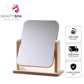GƯƠNG TRANG ĐIỂM ĐẾ GỖ ĐỂ BÀN XOAY 360 / Gương Gỗ