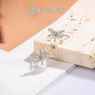 Bông tai nữ chuôi bạc 925 Eleanor Accessories hình nơ nhỏ xinh phụ kiện trang sức khuyên tai 7696
