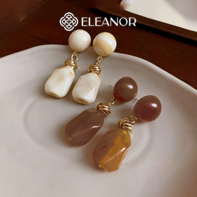 Bông tai nữ chuôi bạc 925 Eleanor Accessories dáng thả phụ kiện trang sức khuyên tai sang trọng 7837