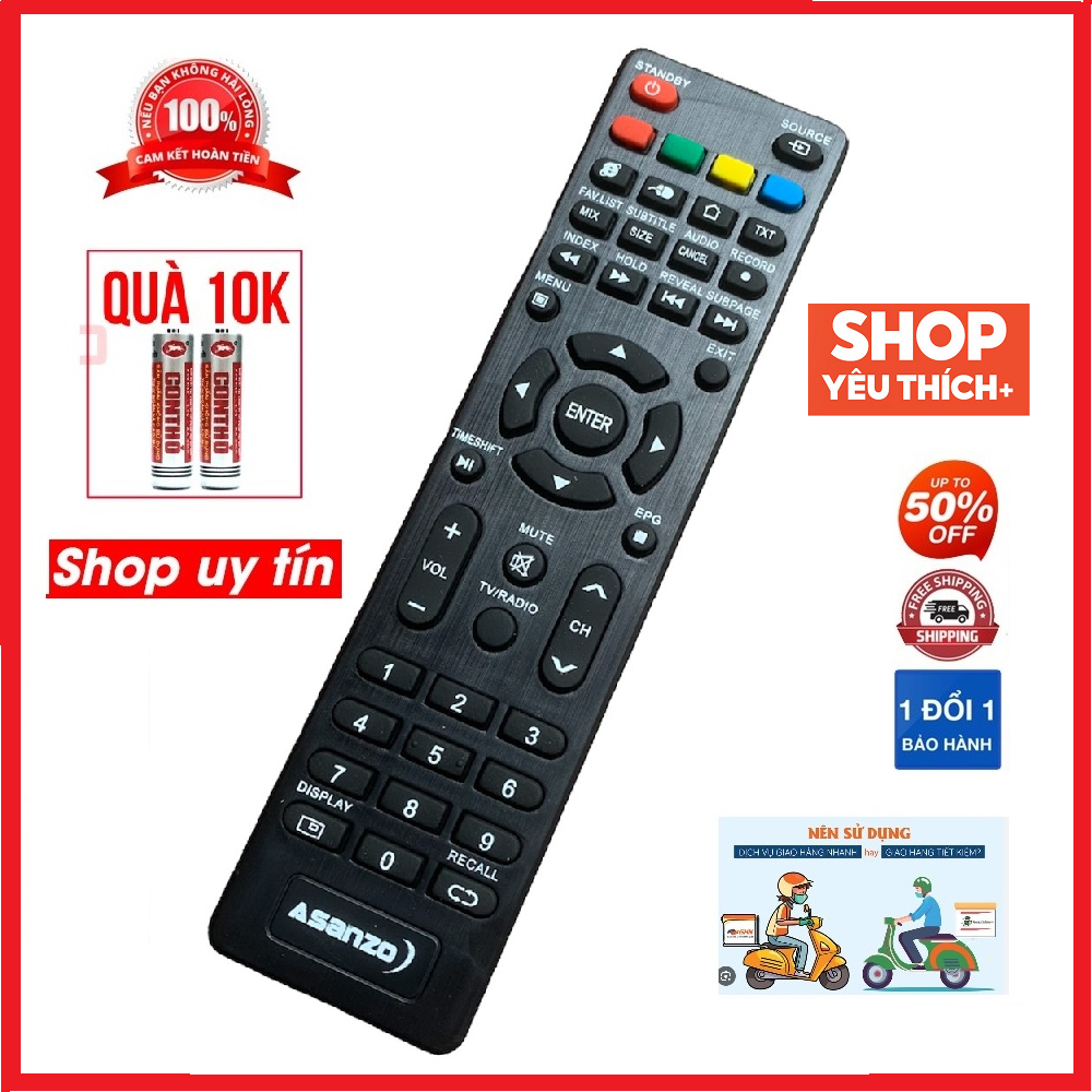 Điều khiển remote từ xa dùng cho tivi asanzo ngắn internet-tặng kèm pin-đầu bấm tivi asanzo ngắn int