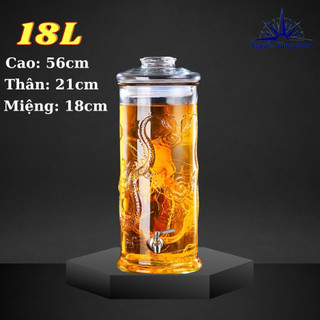 Bình Ngâm Rượu Thủy Tinh Hoa Văn Rồng 18 Lít