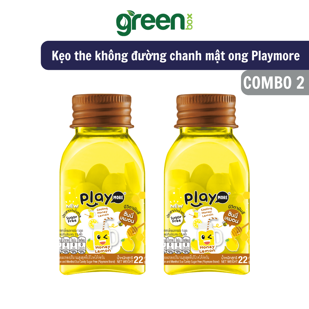 Combo 2, combo 3, hũ kẹo the không đường hương chanh mật ong Playmore 22g