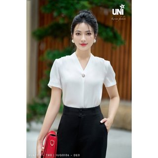 Áo Kiểu Nữ UNIVTH Cổ V Đính Ngọc Thanh Lịch 6UA0119 - UNI KOREAN FASHION