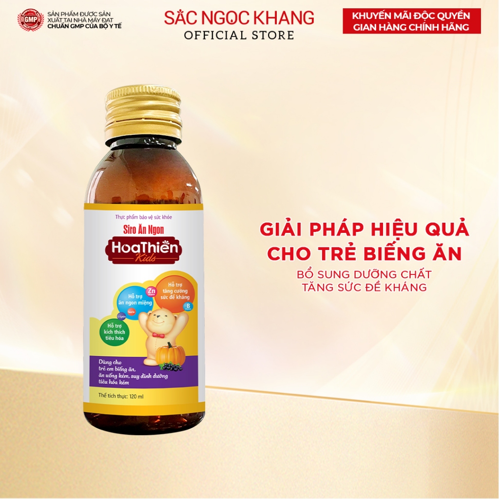 Siro ăn ngon Hoa Thiên chai 120ml giúp bé ăn ngon, hổ trợ phát triển trí não, tăng sức đề kháng của bé