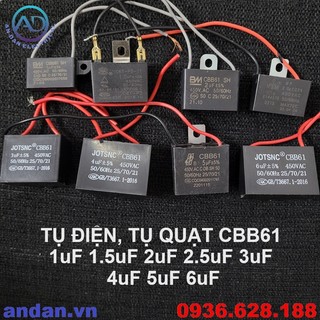Tụ điện, tụ quạt cbb61 1uf 1.5uf 2uf 2.5uf 3uf 4uf 5uf 6uf