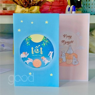 Thiệp trung thu, Thiệp chúc trung thu, thiệp gấp đôi tặng khách hàng, bạn bè, người thân nhiều mẫu xinh 16x13cm