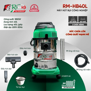 Máy hút bụi công nghiệp 40l romano rm-hb40l | motor dây đồng