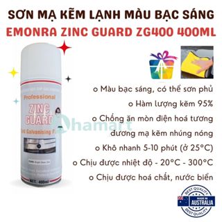 Chai xịt sơn mạ kẽm lạnh Emonra Zinc Guard ZG400 màu bạc sáng 400ml