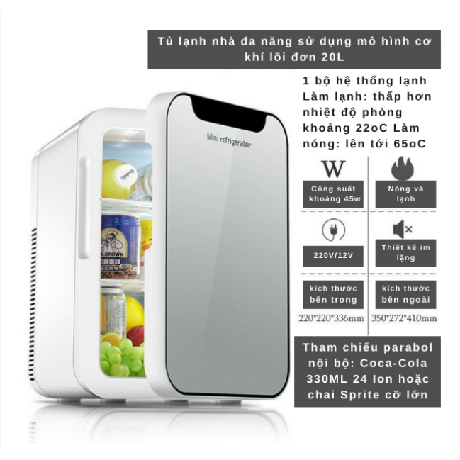 Tủ lạnh đựng mỹ phẩm mini 20L và 12L bảo quản mỹ phẩm, nước uống - Tủ lạnh để ô tô, phòng ngủ