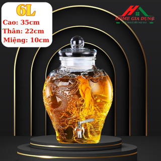 Bình ngâm rượu thuỷ tinh 6 lít Chum Rồng
