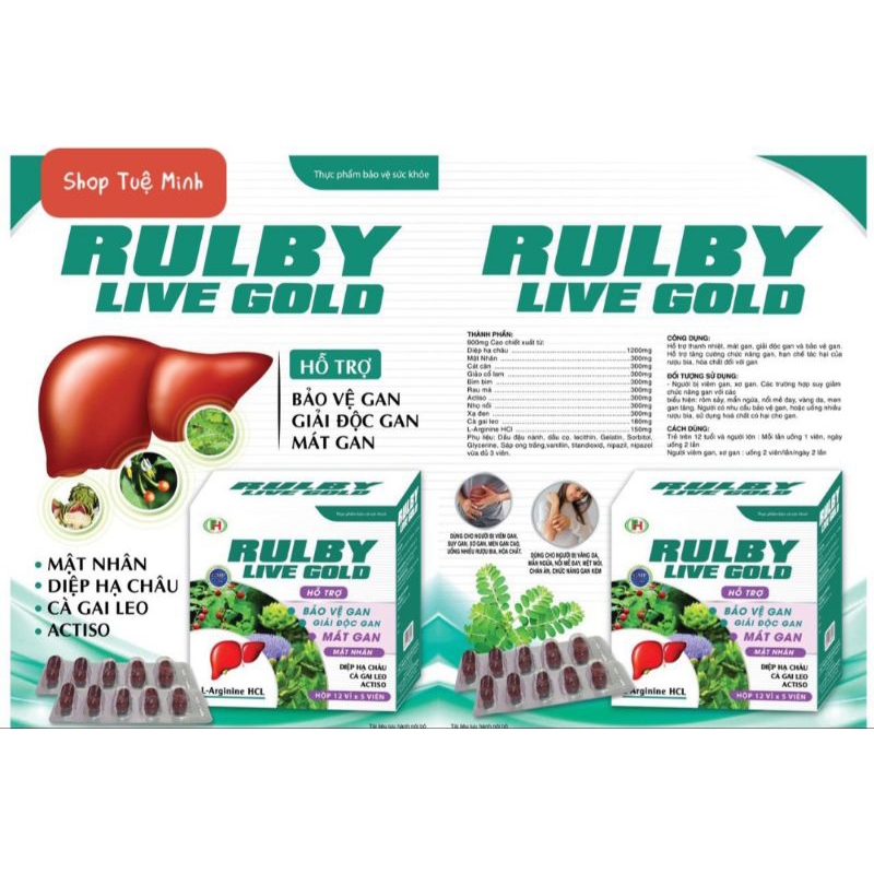 Viên uống mát gan Rulby Liver Gold 60 viên