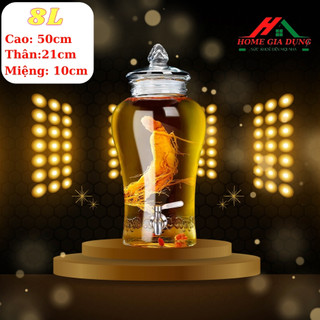 Bình thủy tinh sâm chân mây có vòi 8 lít ( DUNG TÍCH THỰC 7.5L )