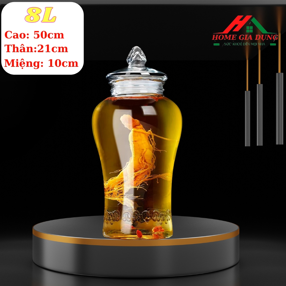 Bình thủy tinh sâm chân mây có vòi 8 lít ( DUNG TÍCH THỰC 7.5L )