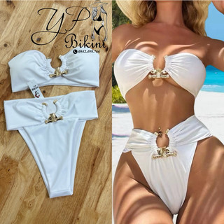Bikini /đồ bơi 2 mảnh phối khoen bikini sexxy áo bản ngang