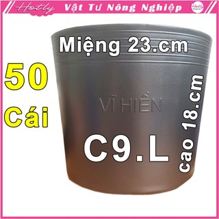 50 Chậu nhựa VĨ HIỀN C9.L miệng,cao 23x18cm trồng cây ăn trái và hoa siêu bền--77104