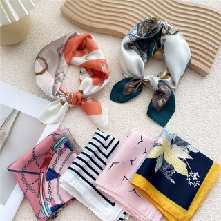 Khăn lụa vuông đi kèm Túi cói Classy 50X50cm turban bandana thời trang hàn quốc nhiều kiểu đẹp; phong cách vintage P420