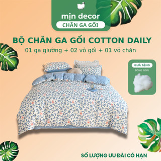 Bộ Chăn Ga Gối Cotton Poly In 3D Mịn Decor, Drap Nệm Cotton Poly Vỏ Chăn Có Khoá Kéo, Hỗ Trợ Bo Chun 10cm Làm Phủ
