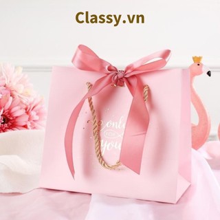 TÚI (KHÔNG HỘP) giấy quai dù, kèm Ruy băng Classy đựng đồ quà tặng họa tiết cổ điển Q786 (Sản phẩm chỉ gồm TÚI)