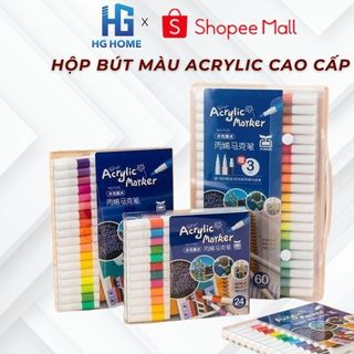 Bút màu acrylic marker 60 màu cao cấp tươi sáng, bút sơn acrylic chống nước vẽ trên mọi chất liệu bề mặt hghome