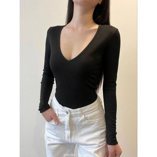  #Ao tay dài phom dài cổ tim thời trang vải gân tăm cao cấp   tặng dây chuyền cao cấp khi mua 2SP của shop  