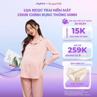 Bộ Bầu Mặc Nhà Joybela Đồ Bộ Sau Sinh Lụa Ngọc Trai Khóa Dọc Cho Con Bú-B292A