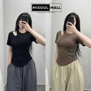 Áo thun cộc tay bigsize khoét vai vạt bầu misoul mall, áo hở vai bigsize 257